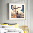 DIY Diamond Painting Kits Girl Pushing Luggage Full Round Drill Picture Art