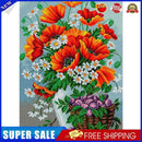 Full Cross Stitch 11CT Cotton Thread DIY Red Flower Printed Embroidery Kits