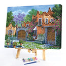 Oil Paint by Numbers Downtown Scene Canvas Artwork Living Room Picture Decor Kit
