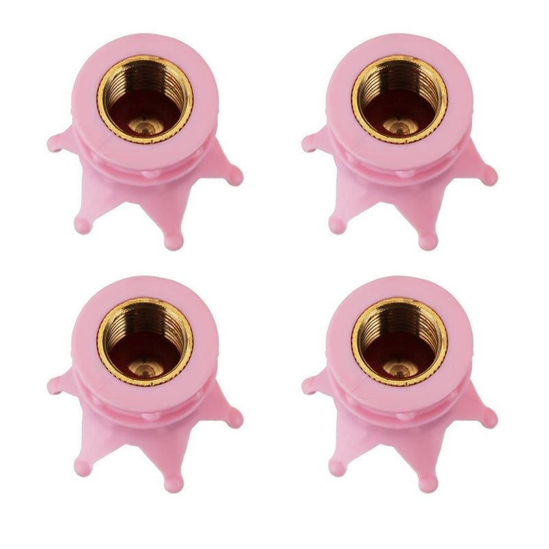 4pcs Pink Crown Shape Car Auto Wheel Tire Tyre Valve Stem Caps Dust Covers