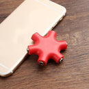 3.5mm Jack 6 Way Multi Port Hub Aux Headphone Audio Cable Adapter (Red)