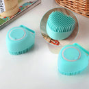 Dog Bath Brush Massage Gloves Silicone Comb Cat Shower Grooming (Blue) Newly