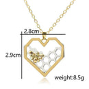 Women Pendant Necklace Bee Chain Hollow Honeycomb Classic CA Honeybee Heart E5Y4