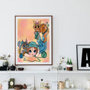 5D DIY Diamond Painting Kits Full Round Drill Playful Cat Girl Meuse