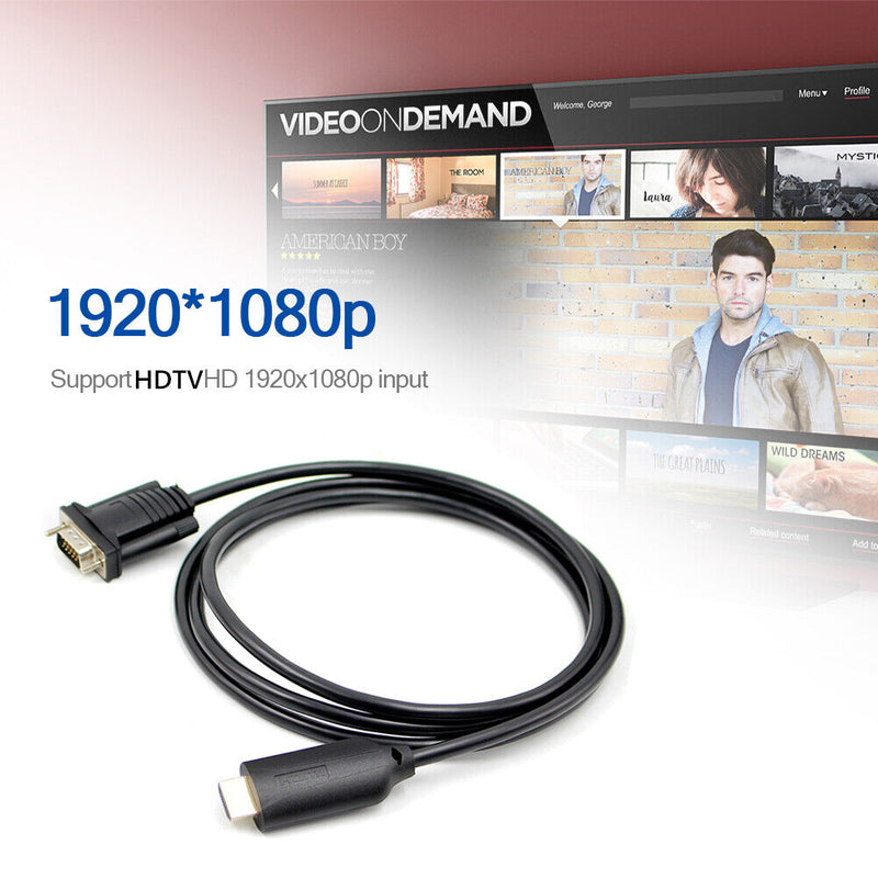 1.5m HDMI Male to VGA Male Cable for Computer Monitor Projector TV Game Console