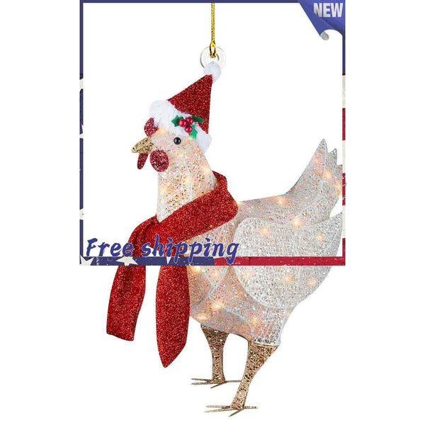 Chicken with Scarf - Chicken Family Signs for Yard Home Art Christmas Decoration