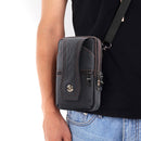Portable Men Mobile Phone Pockets Leather Belt Clip Bag Pure Color Shoulder Bag