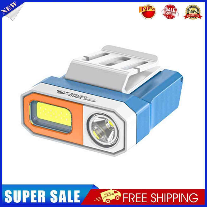 COB LED Sensor Headlamp Waterproof Headlight Clip-on Cap Torch Light (Blue)