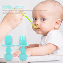 Baby Silicone Training Feeding Spoon Toddlers BPA-free Tableware (Cyan) Newly