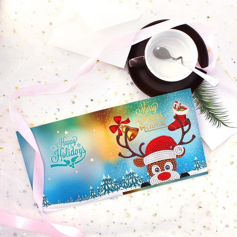 8pcs 5D DIY Diamond Painting Birthday Festival Xmas Special-shaped Greeting Card
