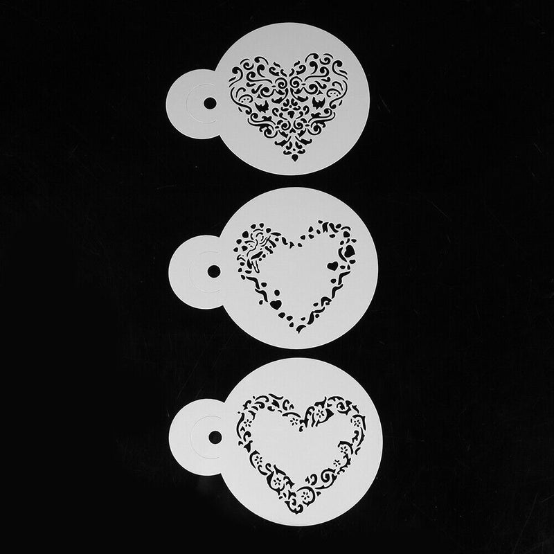 3pcs Love Heart Shape Cake Stencil Set Cake Cookie Stencil Cake Decoration