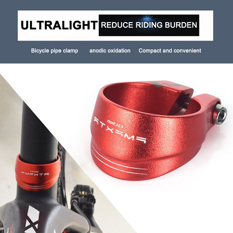 34.9mm Bicycle Saddle Seat Tube Clamp MTB Road Bike Seatpost Clamps (Red) Newly