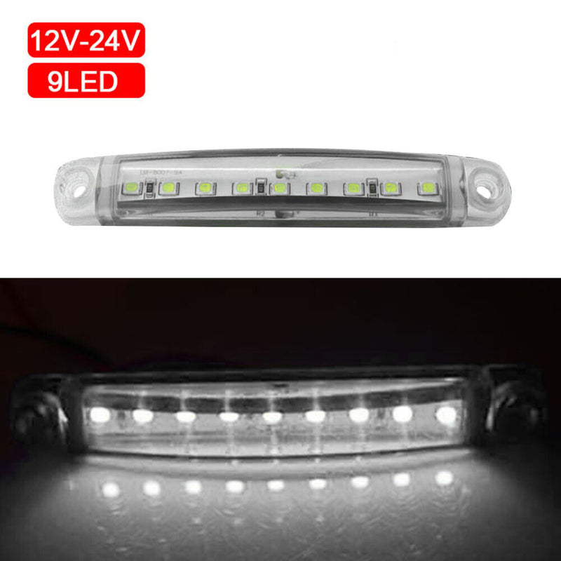 2pcs 9LED Truck Side Marker Light Tail Parking Turn Signal Lamp (White) Newly