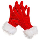 Short Plush Holiday Mitten With White Furry Christmas Red Gloves Velvet Gloves