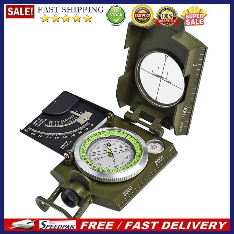 Waterproof Portable Inclinometer Compass Zinc Alloy Camping Hiking Compass