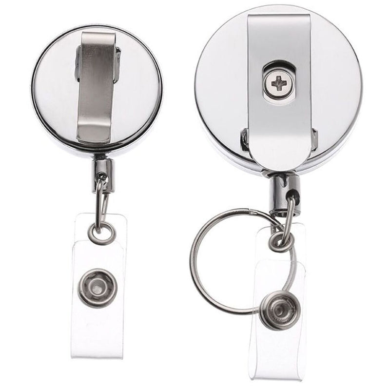 Stationery Metal Anti-Lost Clip Lanyards Badge Holder Key Ring Retractable