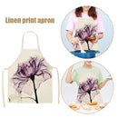 Kitchen Linen Apron Purple Flower Print Home Cooking Baking Bibs Accessories