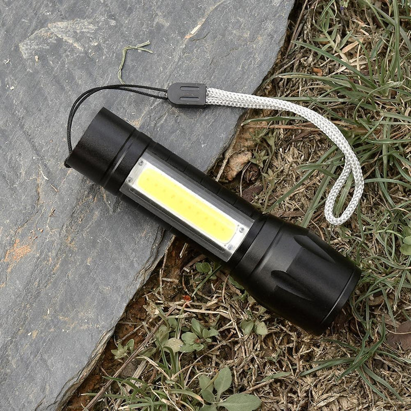 XPE + COB LED Flashlight Rechargeable IPX4 3 Gears Adjustable Electric Torch