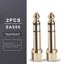 2x Jack 6.35mm Male to 3.5mm Female Plug Connector Mic Audio Screw Adapter