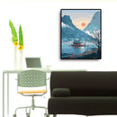 Wall Art Home Decor Lake Boat Oil Painting Acrylic Canvas Paints Picture Ar