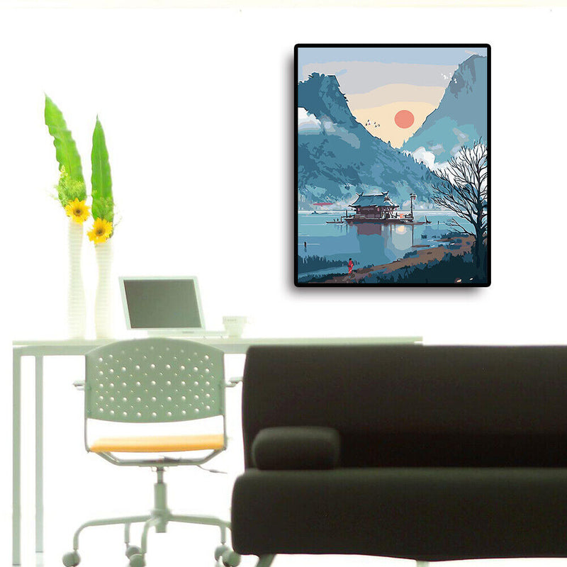 Wall Art Home Decor Lake Boat Oil Painting Acrylic Canvas Paints Picture Ar