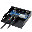 3.5 inch 9Pin to 4 Port HUB Floppy Bay 2 USB 2.0 HD Audio 3.5mm Front Panel Rack