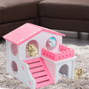 Pet Hamster House with Ladder Nest Log Cabin Animal Sleeping Toys (Pink) Newly