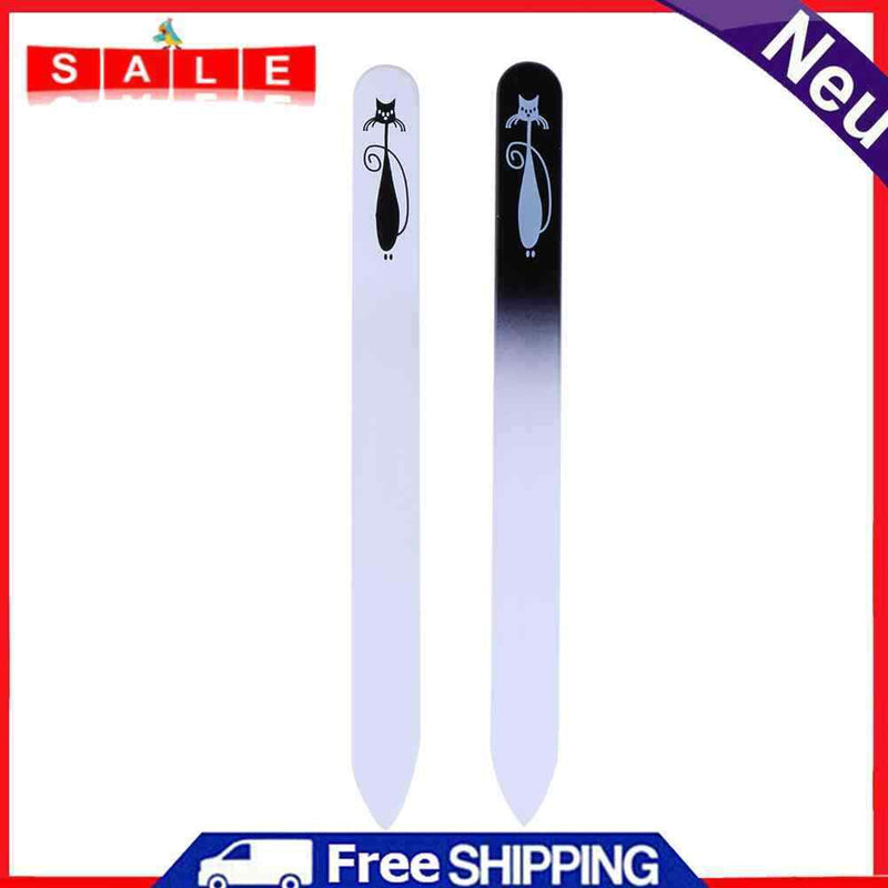 RLFS 2pcs/set Printed Double Sided Glass Nail File Manicure Polishing Nail