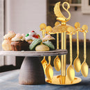 Base Holder High-end Dessert Scoop Swan Coffee Spoon Set Fruit Spoon Teaspoons