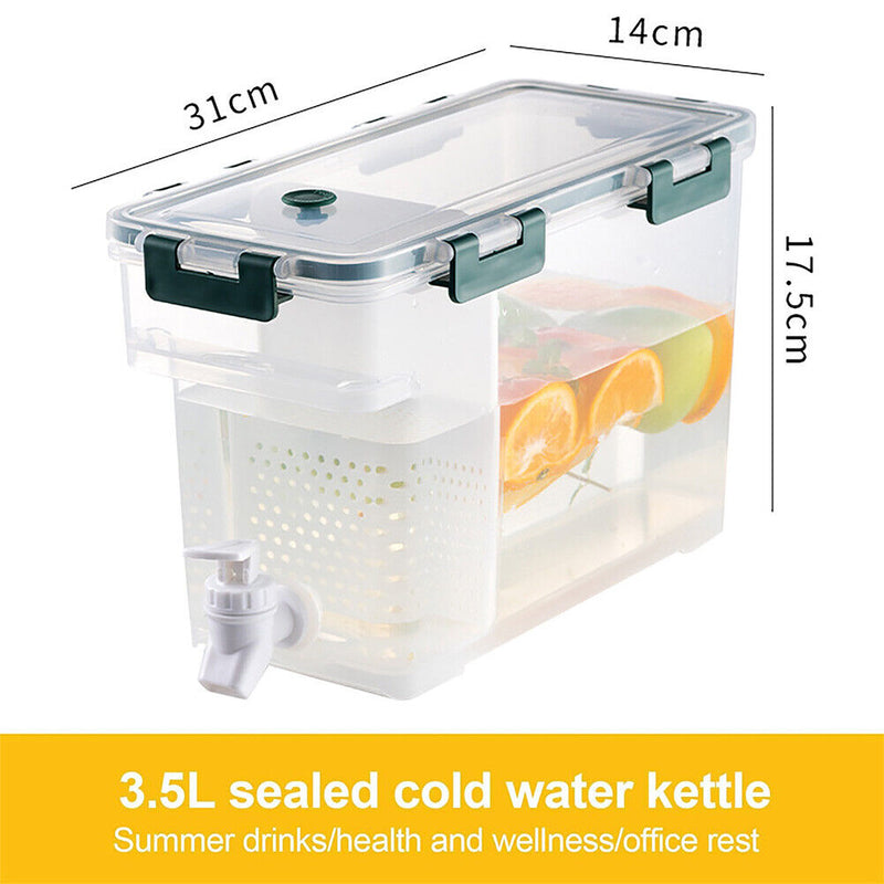 Drink Dispenser Leak-Proof Spigot Clear Storage with Filter Screen ( Green)