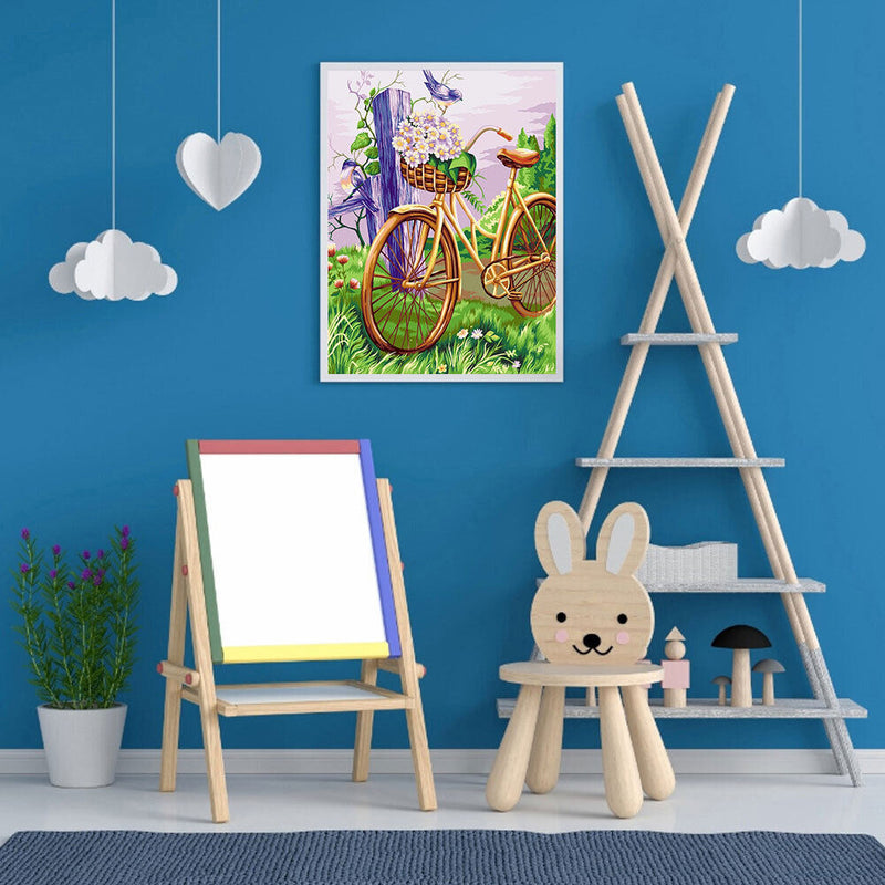 Lawn Bike Oil Paint By Numbers Kits DIY Handpainted on Canvas Wall Art Gift