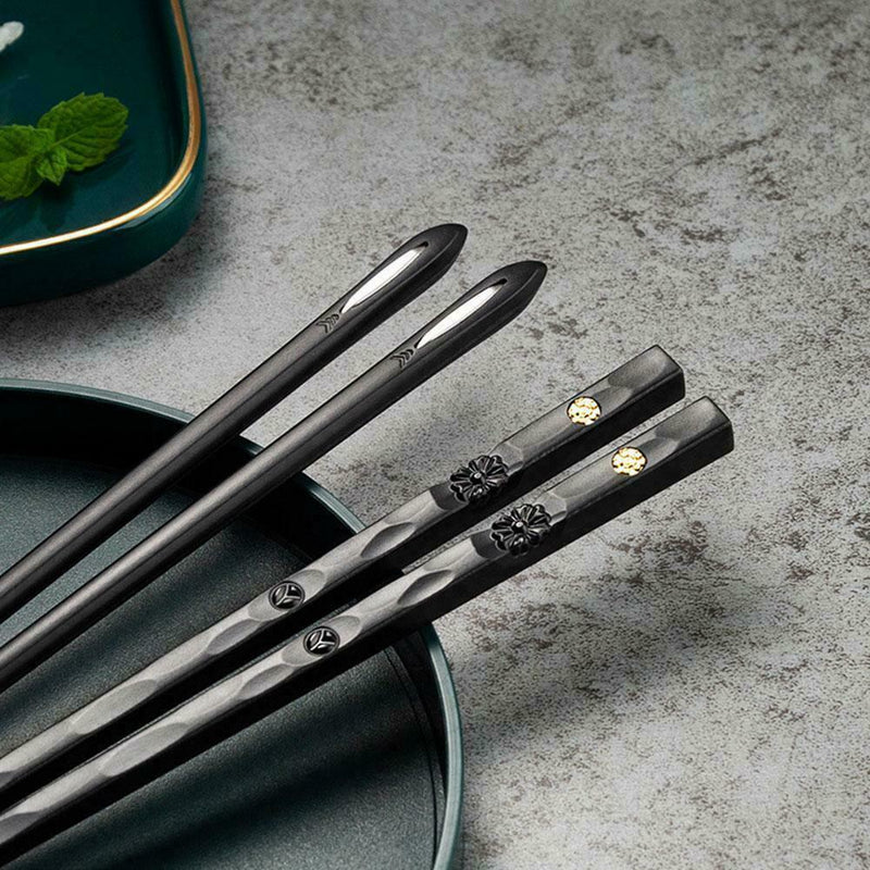 5 Pairs Alloy Steel Chopsticks Chinese Metal Sticks Chopstick Circular E1Y7