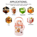 Bear Water Bottle with Straw - Leakproof & Portable Kids Bottles (Pink)