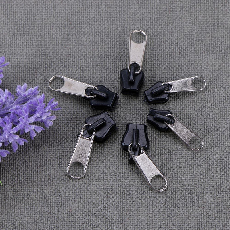 6pcs/set Universal Fix Zipper Repair Kit Replacement Zip Slider(Half black)