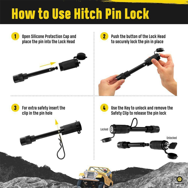 Extra Long Trailer Hitch Lock Pin Heavy Duty Tow Towing Hitch Lock Receiver