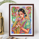 Partial Special Diamond Painting Kit Girl Holding Lotus Rhinestone Picture