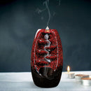 Incense Holder Ceramic Backflow Waterfall Incense Burner with 50 Cones (B) Newly