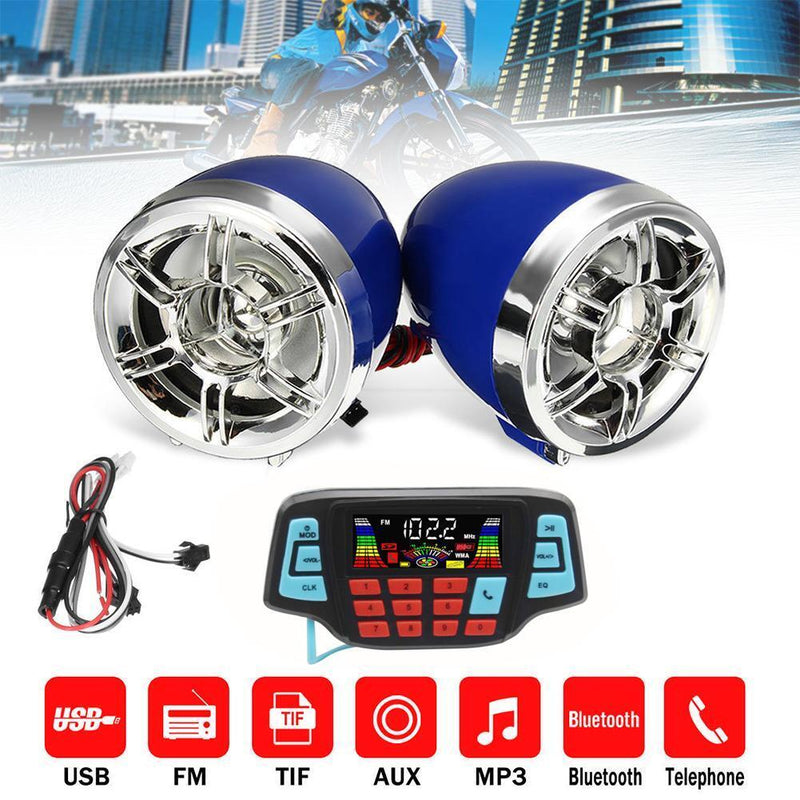 Tuankay Motorcycle Handlebar Audio System Bluetooth USB TF FM Radio MP3 Speakers