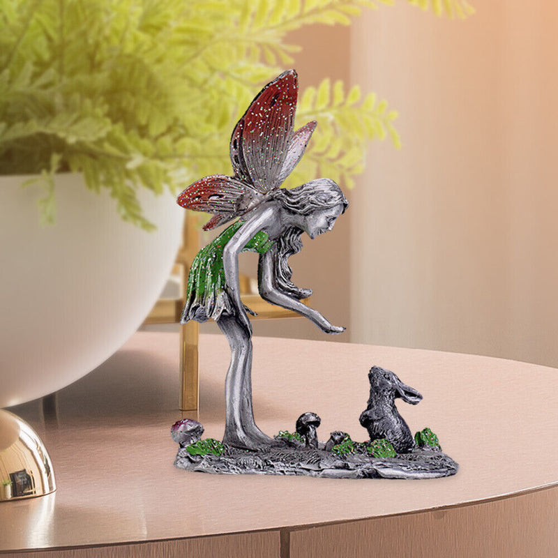 Metal Painted Flower Fairy Statue Outdoor Landscaping Angel Girl Sculpture Newly