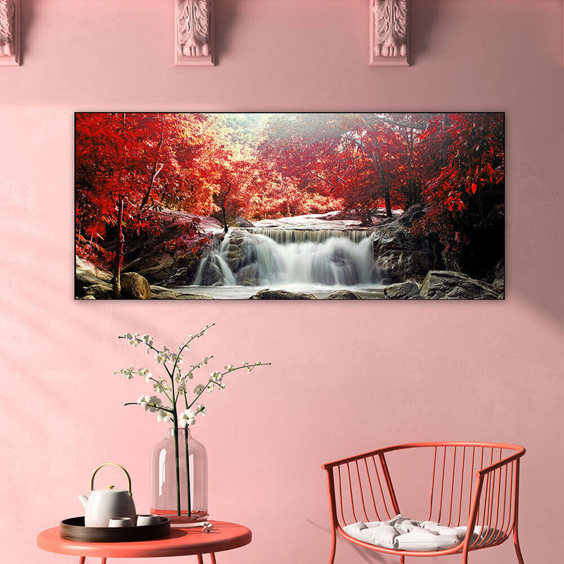 Maple Forest Waterfall Oil Paint By Numbers Kits Picture DIY Gift for Adults Kid
