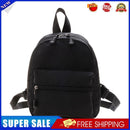 Women Solid Color Backpack Preppy Style School Nylon Mini Rucksack (Black)