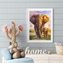5D DIY Full Drill Round Shape Elephant Mother Son Rhinestone Diamond Drawing