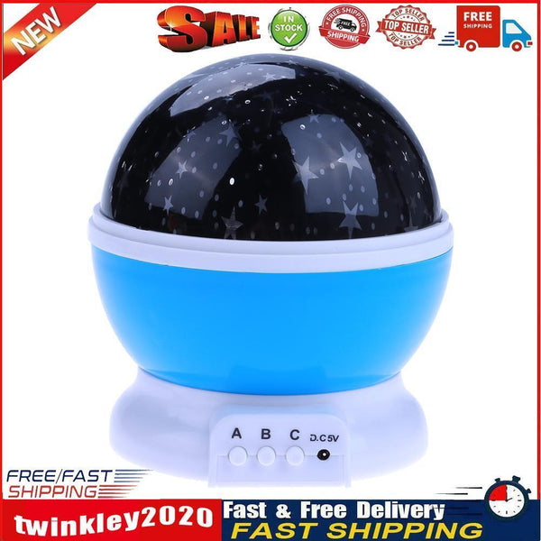 Rotating Projector Starry Night Lamp Projection LED Lights Xmas Gift(Blue) Newly