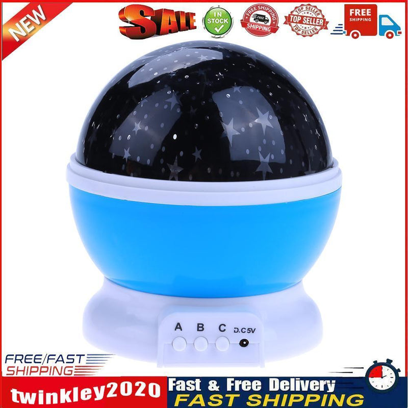 Rotating Projector Starry Night Lamp Projection LED Lights Xmas Gift(Blue) Newly