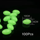 100pcs Hard Luminous Beads Float Balls Fishing Line Stoppers (6x10mm Green)