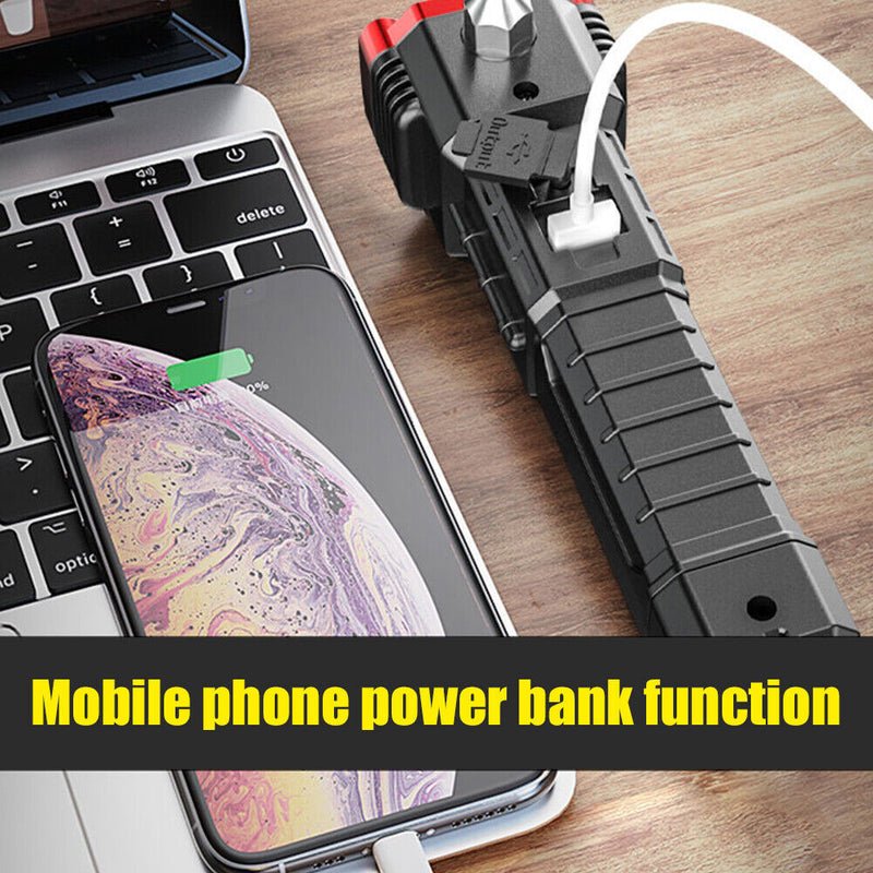 COB LED Flashlight 1200mAh Waterproof Emergency Hammer Working Light for Camping