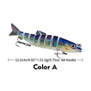Multi Jointed 12.5cm 21.5g Lures Artificial Wobbler Fishing Hard Bait (A)