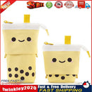 Retractable Milk Tea Pencil Case Stationery Storage Pen Holder (Yellow) Newly