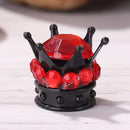 4pcs Auto Car Bling Rhinestone Black Crown Wheel Tire Valve Caps (Red)