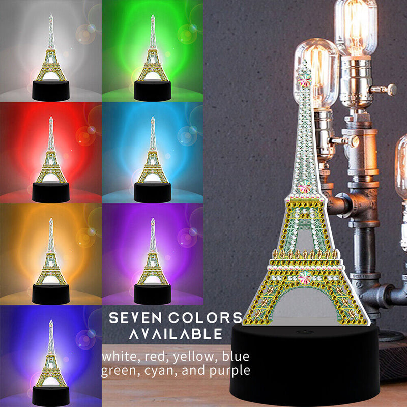 DIY Special Shaped Diamond Painting LED Light Iron Tower Embroidery Night Lamp